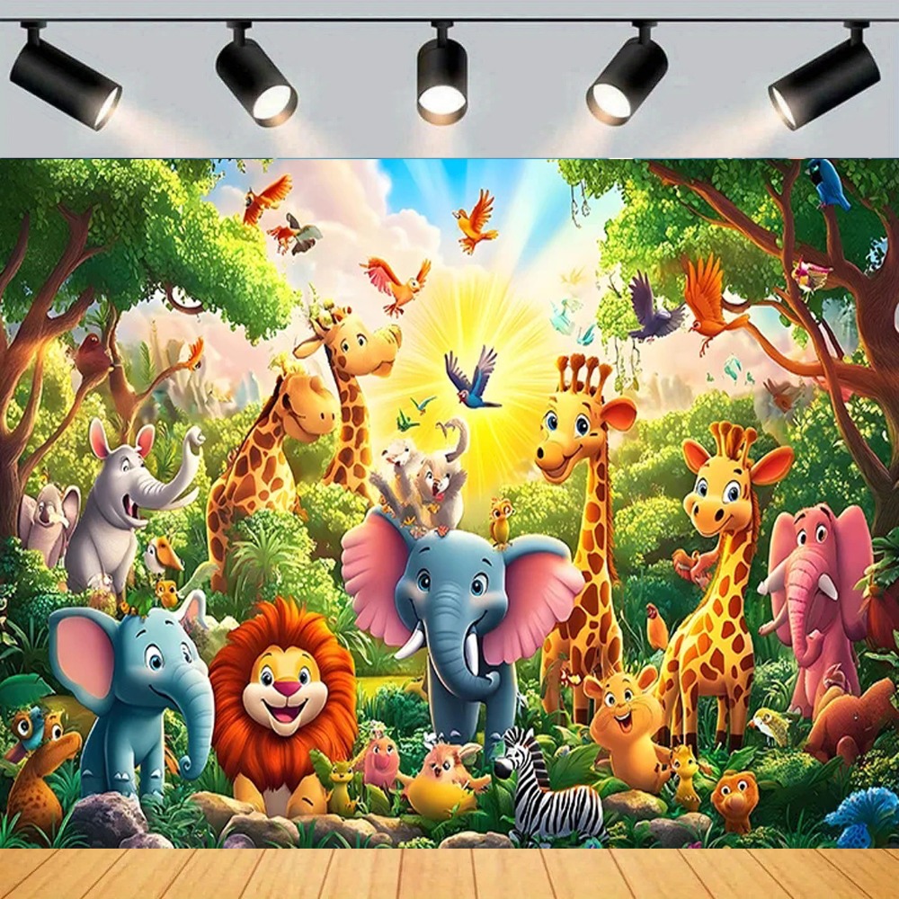 Photography Zoo - Colorful Wild Zoo Giraffe Elephant Themed