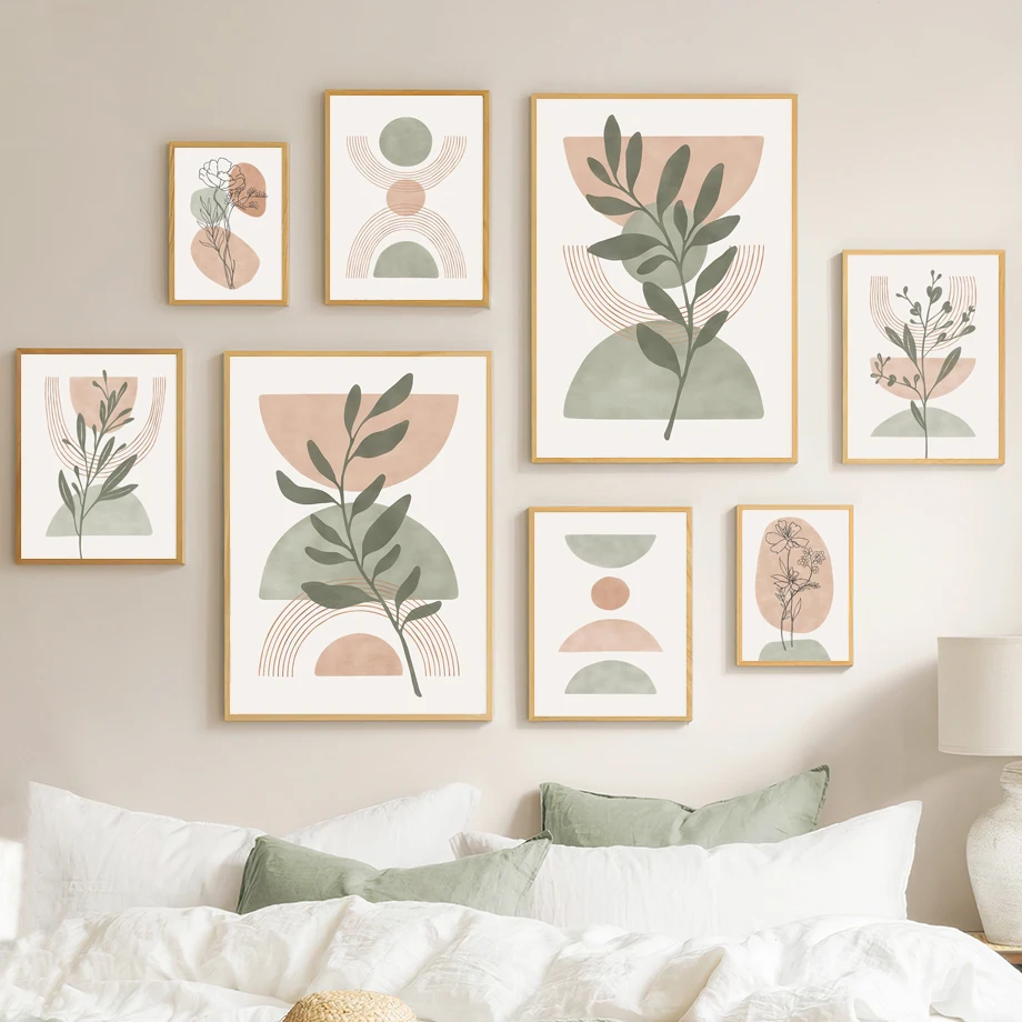 Photography Geometry - 1pcs(No frame)Bohemian Green Leaf Sun Rainbow