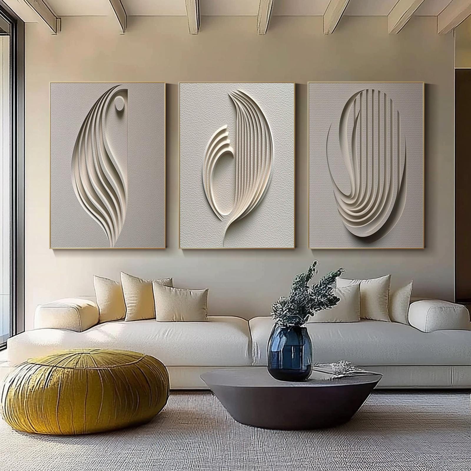 Photography Geometry - 1pc frameless Abstract 3d Relief Neutral