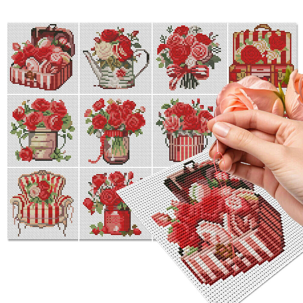 12Pcs Rose Cross Stitch 11Ct P - Photography Geometry review and price