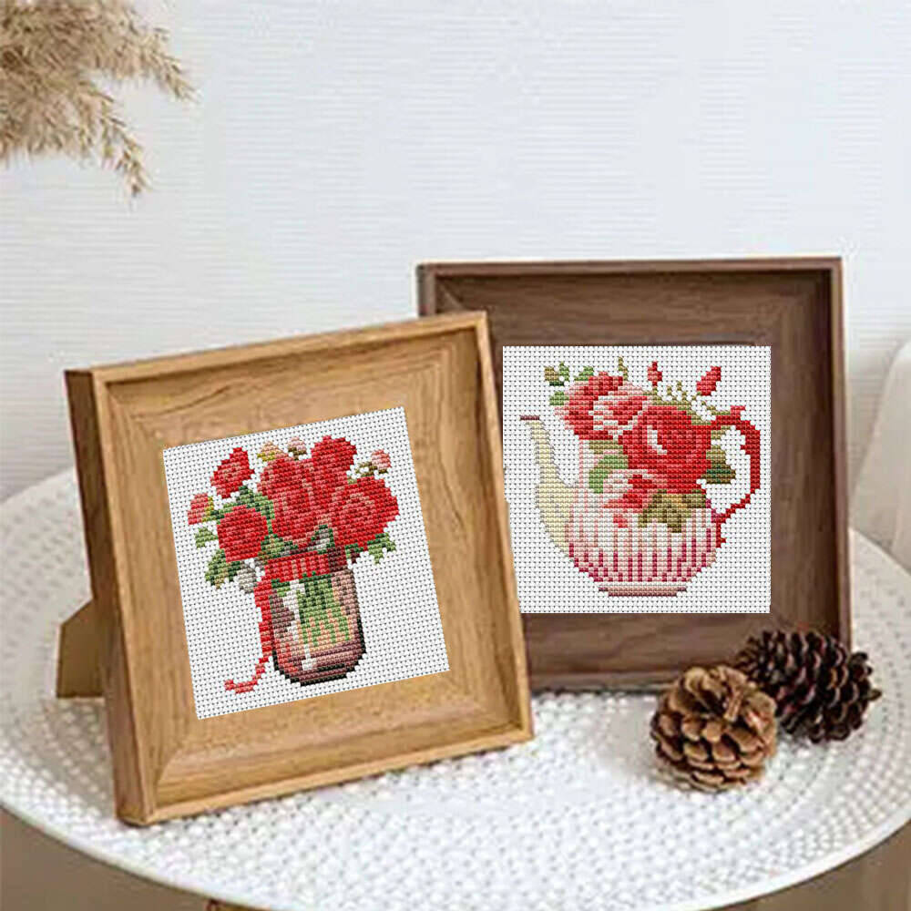 12Pcs Rose Cross Stitch 11Ct P - Photography Geometry review and price