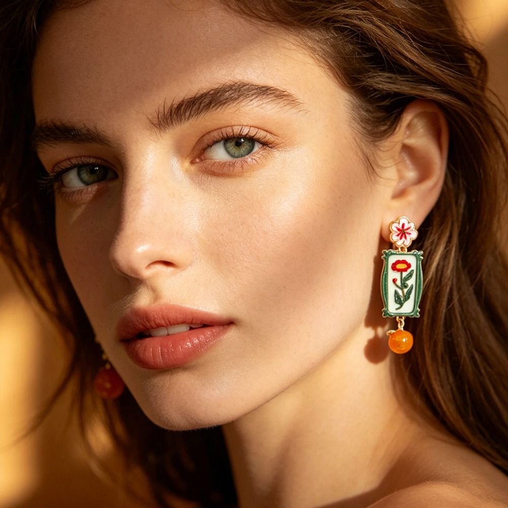 Creative Enamel Flower Dangle  - Photography Geometry review and price