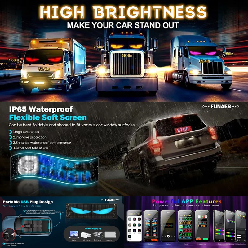Led Display Truck Eye Car Sign - Pixel Art Led Panel review and price