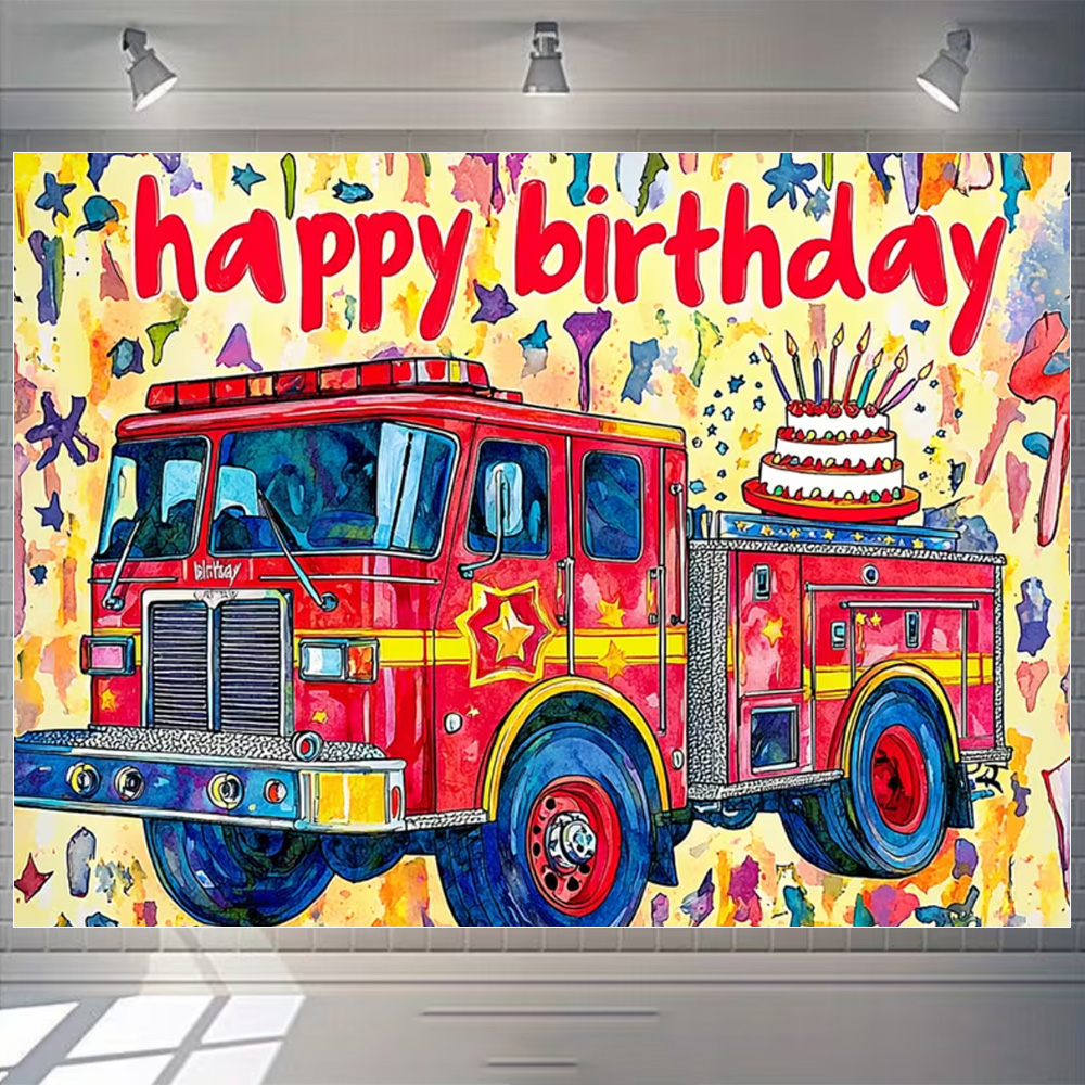 Cartoon Firetruck Theme Boy Bi - Photography Sport review and price
