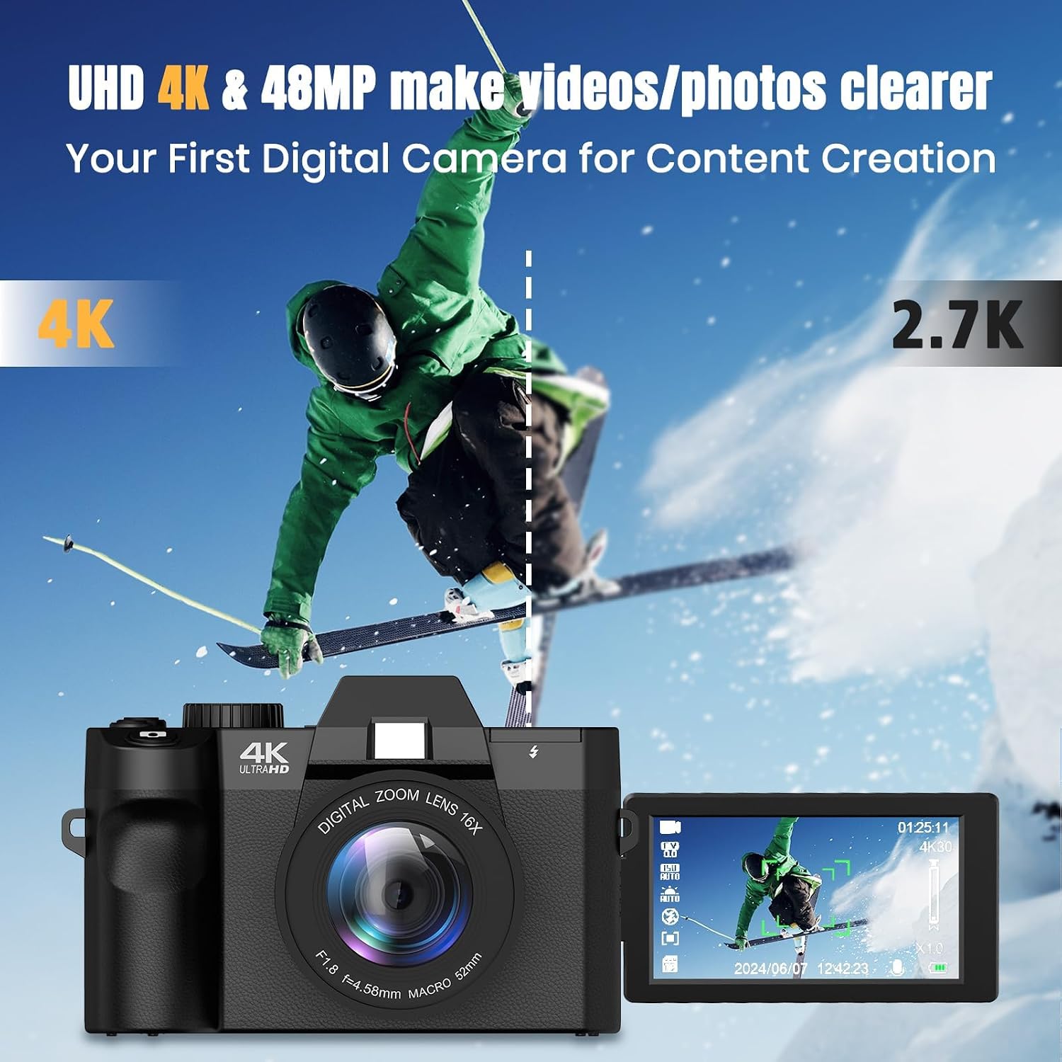 48MP Digital Camera with WiFi  - Photography Zoom review and price